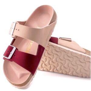 Birkenstock Arizona Split Maroon/Pink - Size 38
